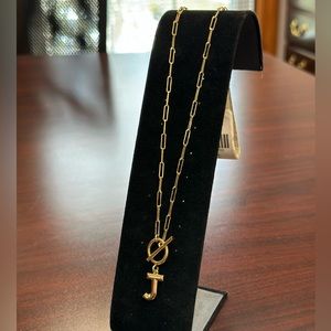 Anthropologie Chain Link Monogram Pendant Necklace: J initial